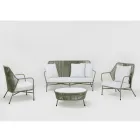 Havesofa i aluminium og rebvævning - Asteria Viadurini