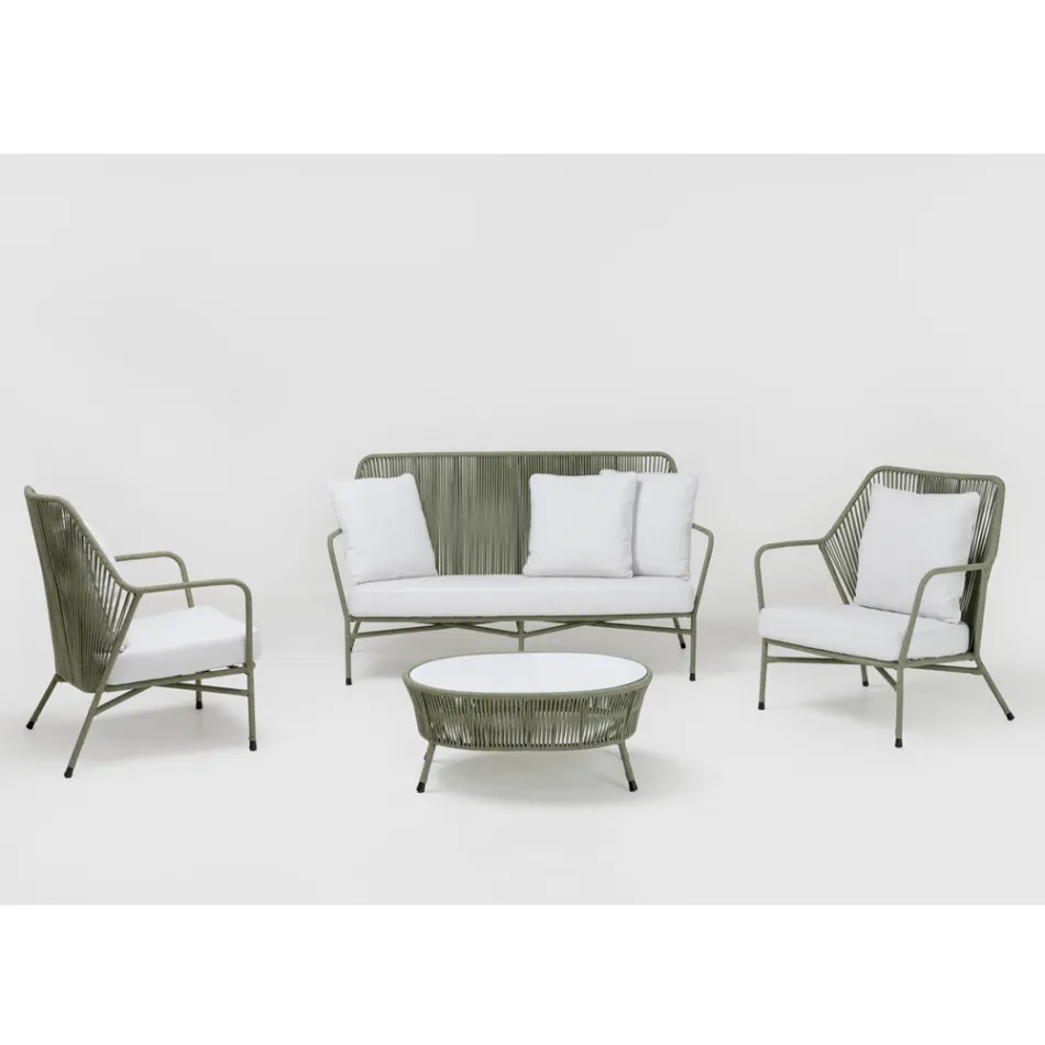 Havesofa i aluminium og rebvævning - Asteria Viadurini