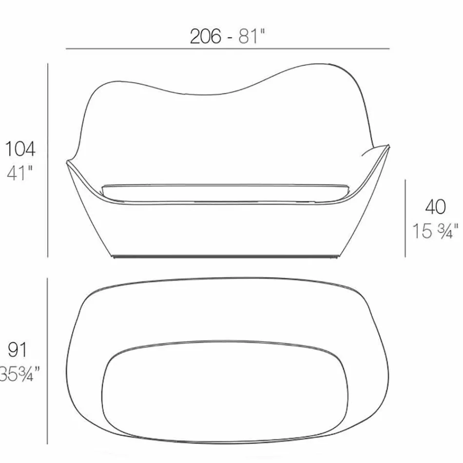 Moderne design polyethylen haven sofa Sabinas af Vondom Viadurini