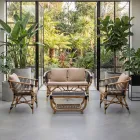 Havesofa i naturlig rattan med hynder inkluderet - Catelyn Viadurini