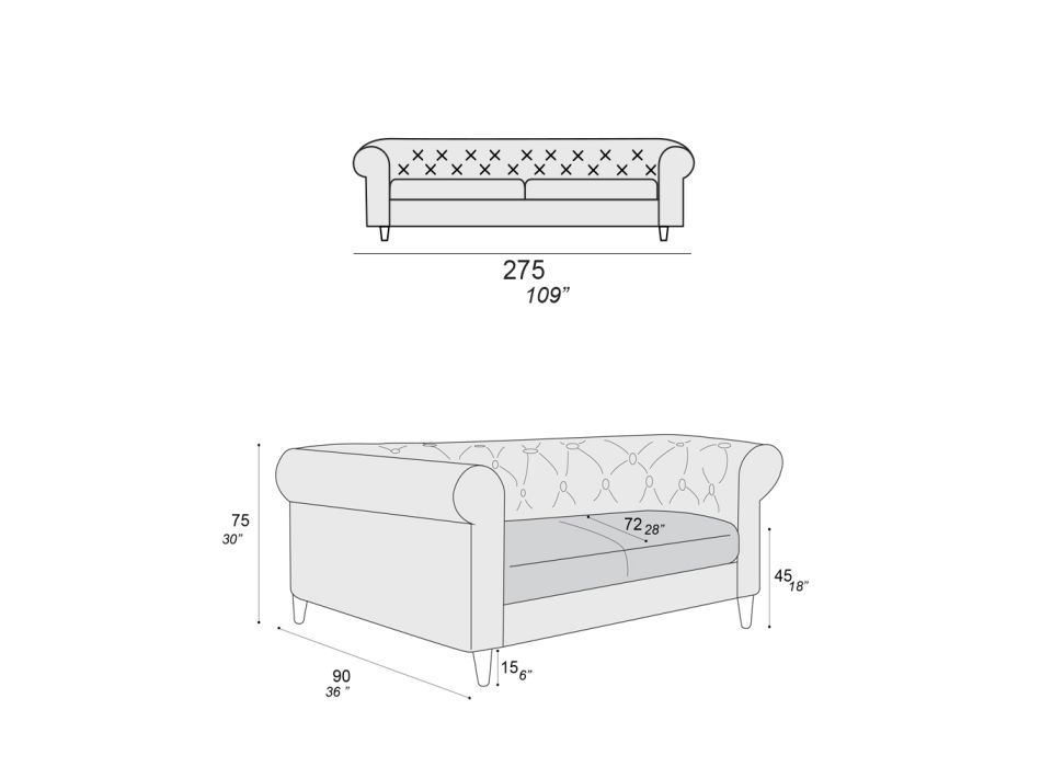 Indendørs sofa fås i forskellige størrelser lavet i Italien - Vivace Viadurini