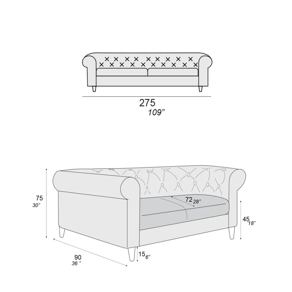 Indendørs sofa fås i forskellige størrelser lavet i Italien - Vivace Viadurini