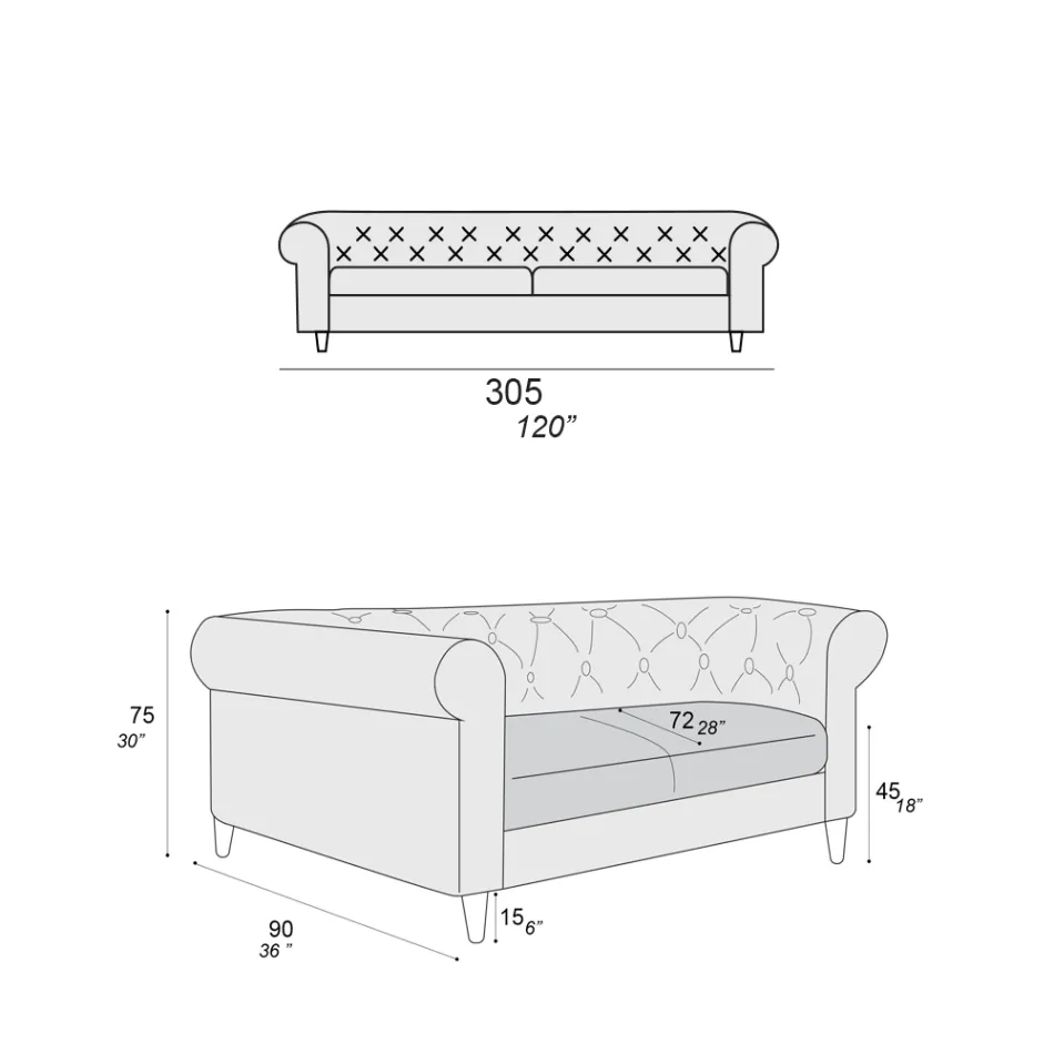 Indendørs sofa fås i forskellige størrelser lavet i Italien - Vivace Viadurini