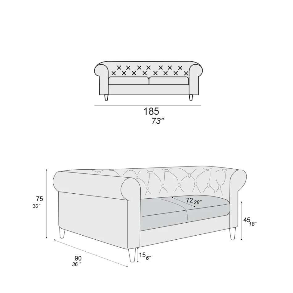 Indendørs sofa fås i forskellige størrelser lavet i Italien - Vivace Viadurini
