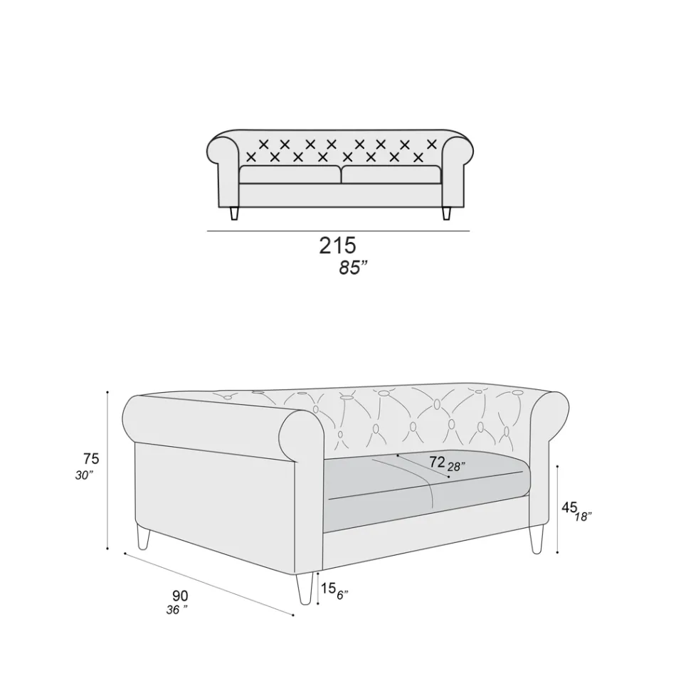 Indendørs sofa fås i forskellige størrelser lavet i Italien - Vivace Viadurini