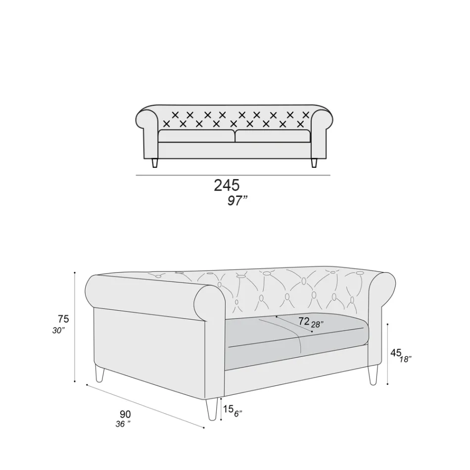 Indendørs sofa fås i forskellige størrelser lavet i Italien - Vivace Viadurini