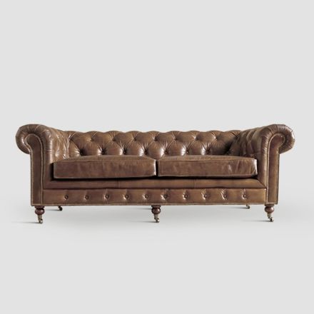 Indendørs sofa i cigar vintage ægte læder og hjul - Corylus Viadurini