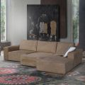 Stue Sofa med halvø i Tortora stof Lavet i Italien - Bourgogne
