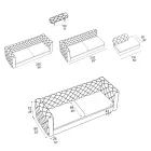 Stue Sofa med tilbagelænet nakkestøtte og halvø - Udløst Viadurini