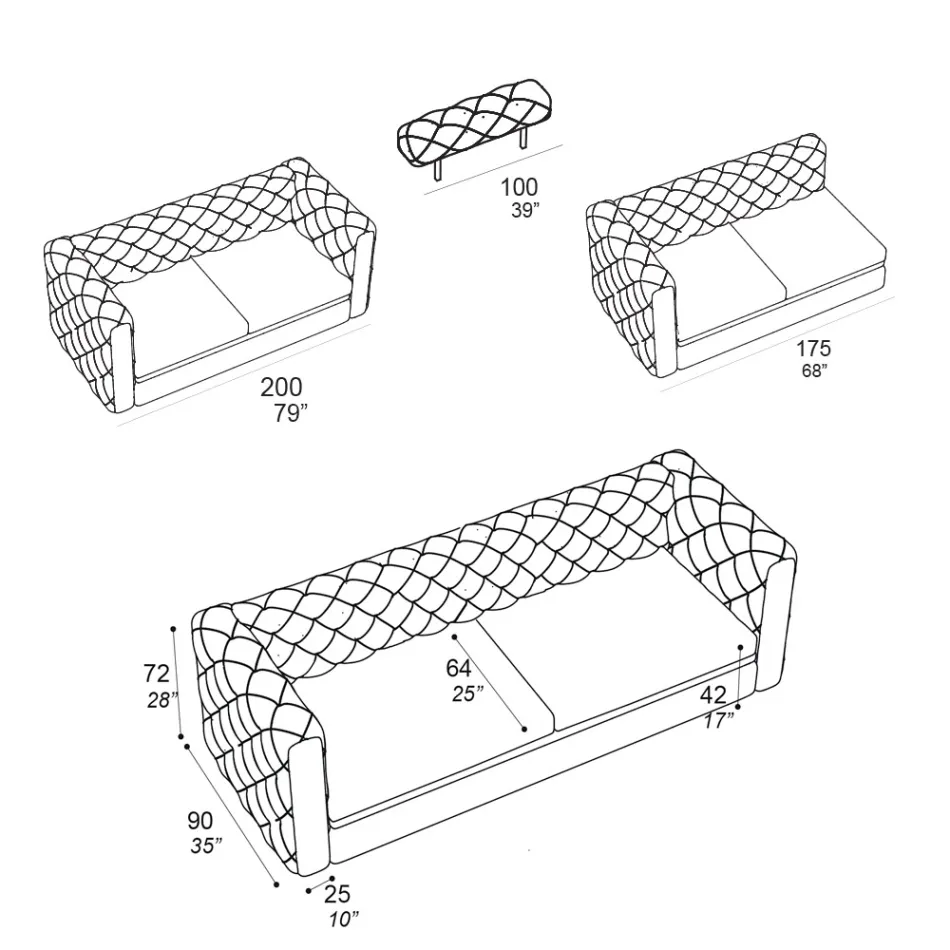 Stuesofa med tilbagelænet nakkestøtte Lavet i Italien - Udløst Viadurini