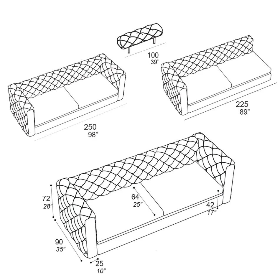 Stuesofa med tilbagelænet nakkestøtte Lavet i Italien - Udløst Viadurini
