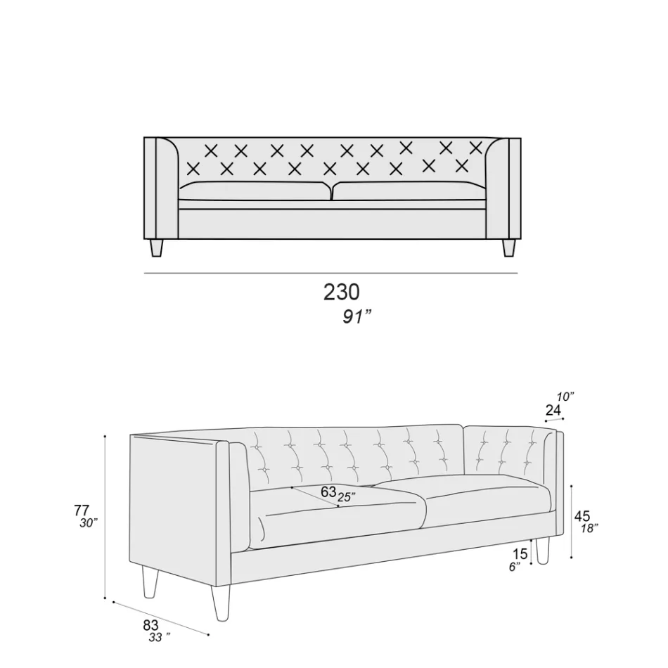 Stuesofa med træstruktur og fødder lavet i Italien - Comico Viadurini