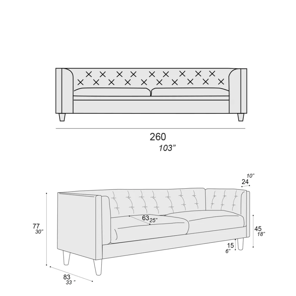 Stuesofa med træstruktur og fødder lavet i Italien - Comico Viadurini