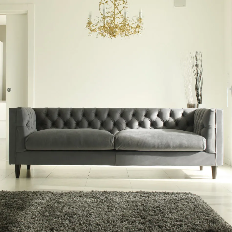 Stuesofa med træstruktur og fødder lavet i Italien - Comico Viadurini