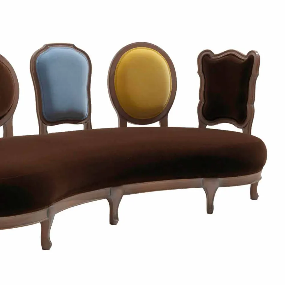 Sofa luksus design, 5 Massivt træ rygge, fremstillet i Italien, Manno Viadurini