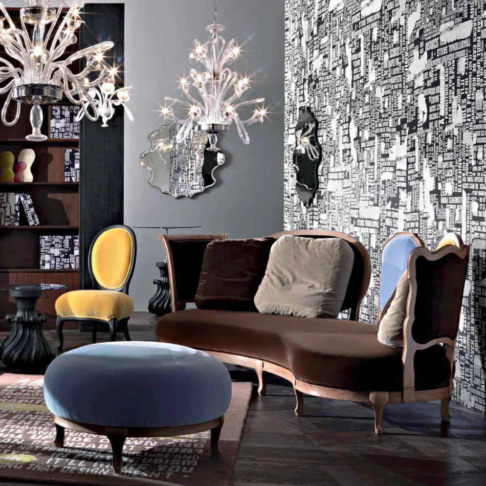 Sofa luksus design, 5 Massivt træ rygge, fremstillet i Italien, Manno Viadurini