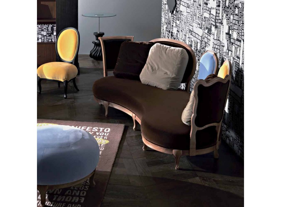 Sofa luksus design, 5 Massivt træ rygge, fremstillet i Italien, Manno Viadurini