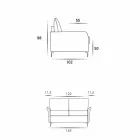 Moderne design to-pers. Sofa L.145 cm øko-læder / Erica stof Viadurini