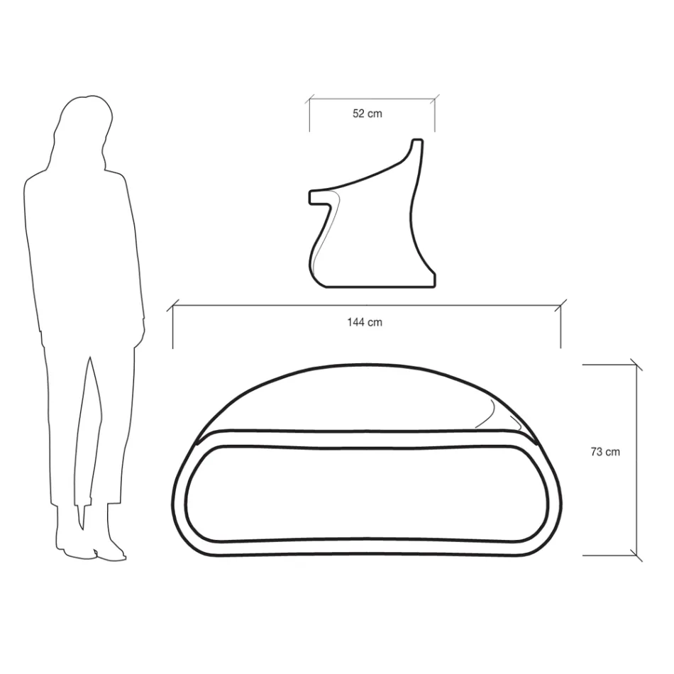 To-personers indendørs eller udendørs sofa i polyethylen fremstillet i Italien - dobbelt Viadurini
