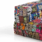 Polstret to-sæders etnisk sofa i lappet stof og træ - fiber Viadurini