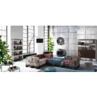 Polstret to-sæders etnisk sofa i lappet stof og træ - fiber Viadurini