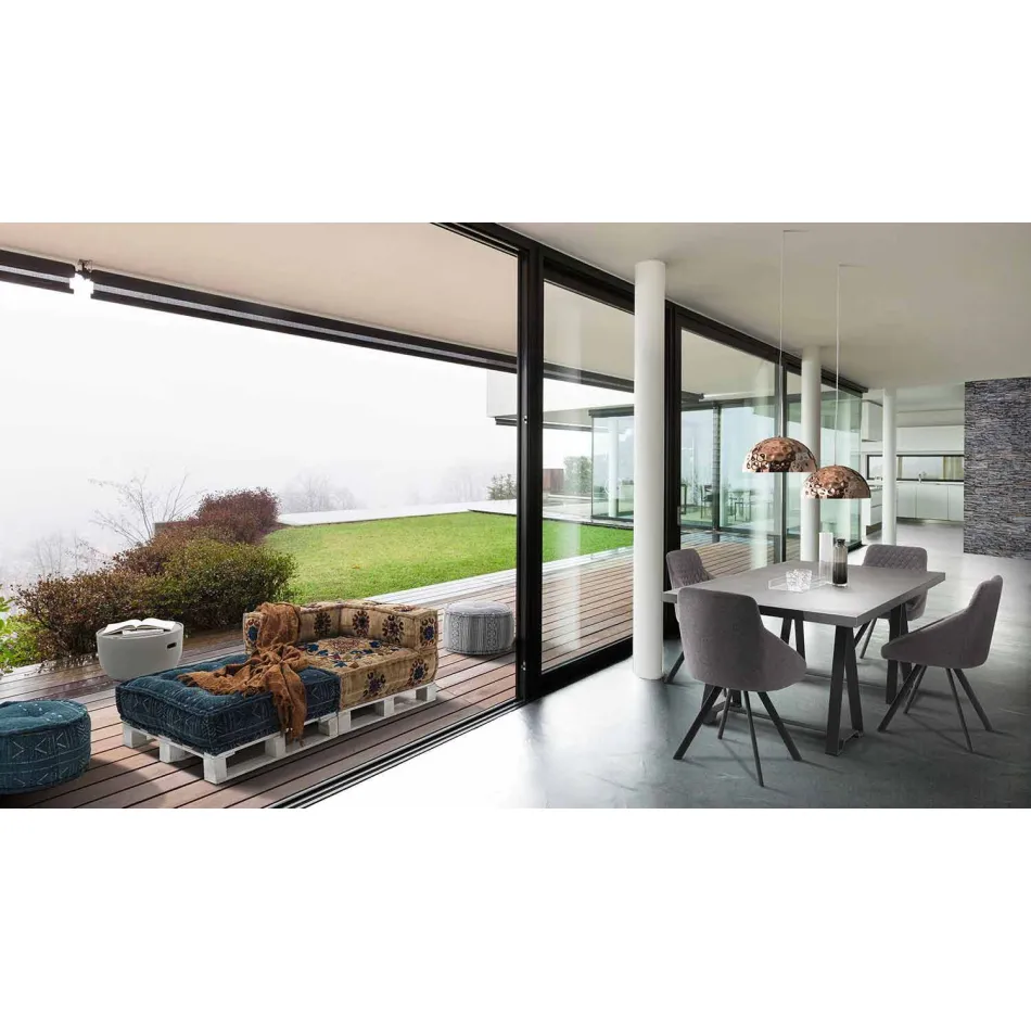 Polstret to-sæders etnisk sofa i lappet stof og træ - fiber Viadurini