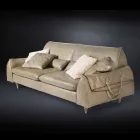 Massivt træ og læder sofa med armlæn Eve for objekter Viadurini