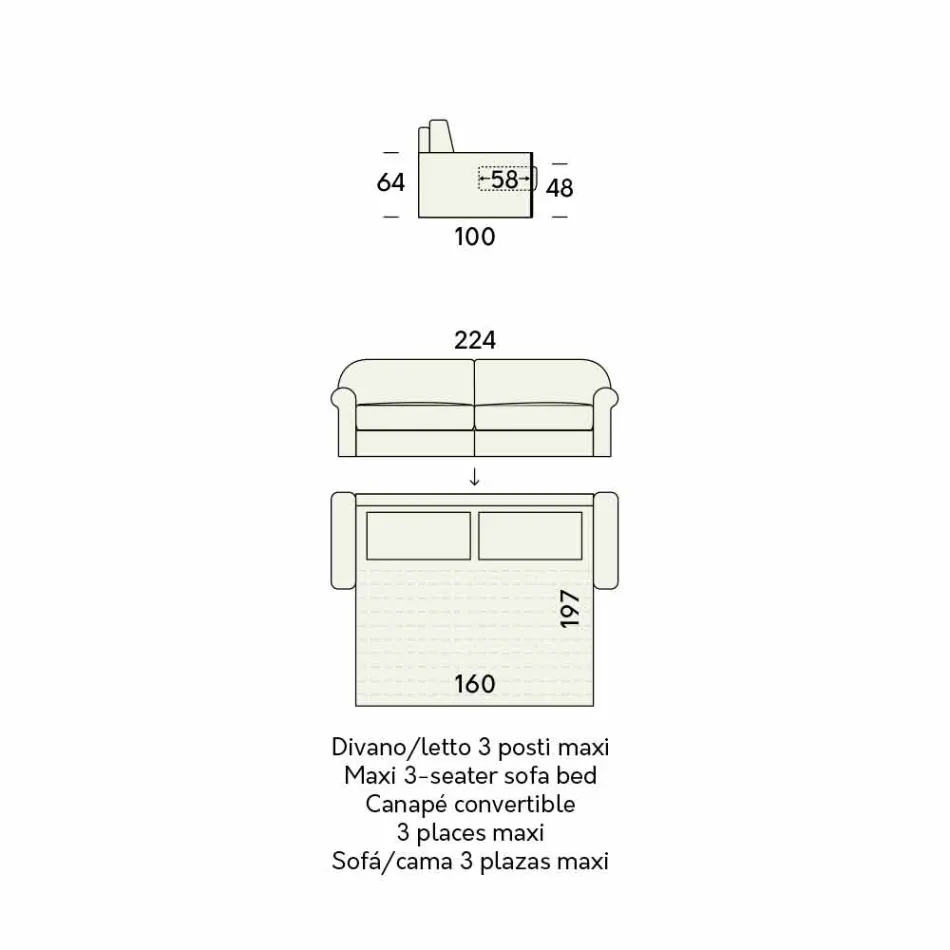 Dobbelt sovesofa i design stof fremstillet i Italien - anemone Viadurini