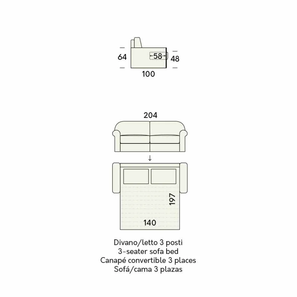 Dobbelt sovesofa i design stof fremstillet i Italien - anemone Viadurini