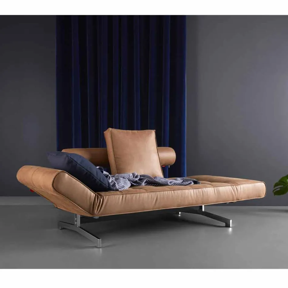 Ghia by Innovation moderne polstret sovesofa med kromben Viadurini