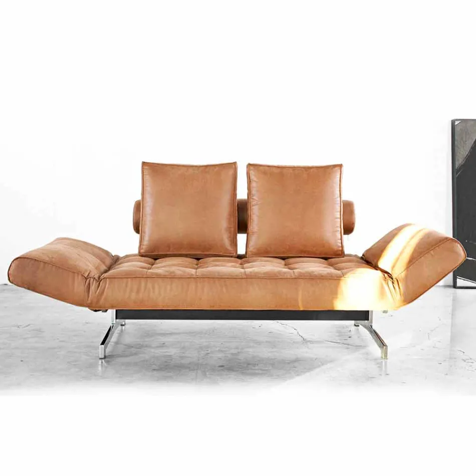 Ghia by Innovation moderne polstret sovesofa med kromben Viadurini