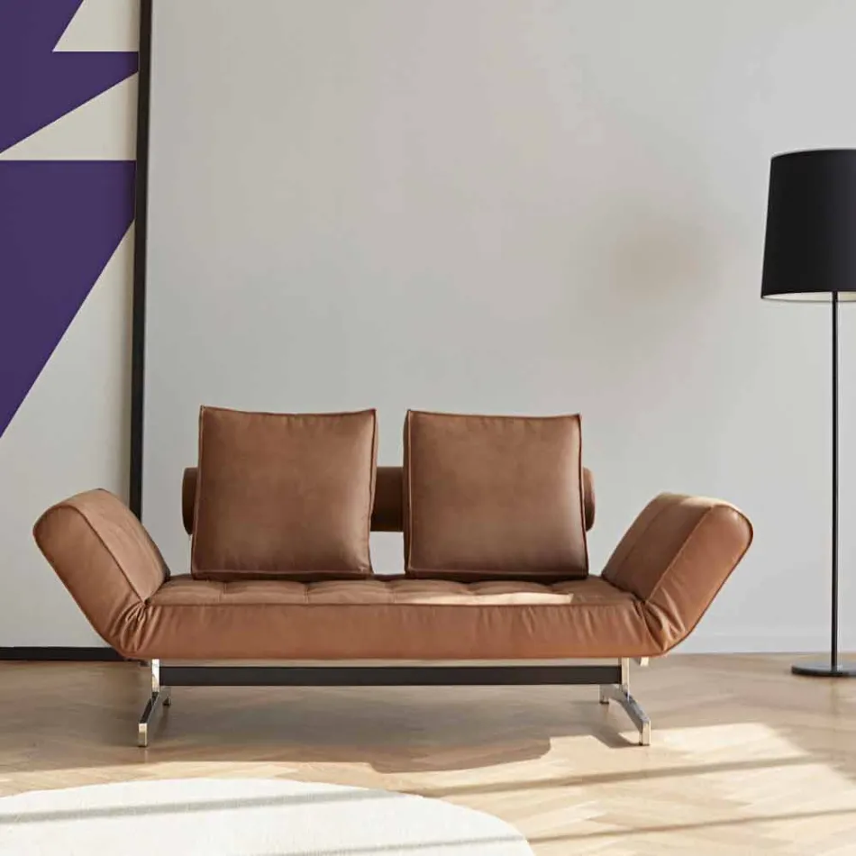 Ghia by Innovation moderne polstret sovesofa med kromben Viadurini
