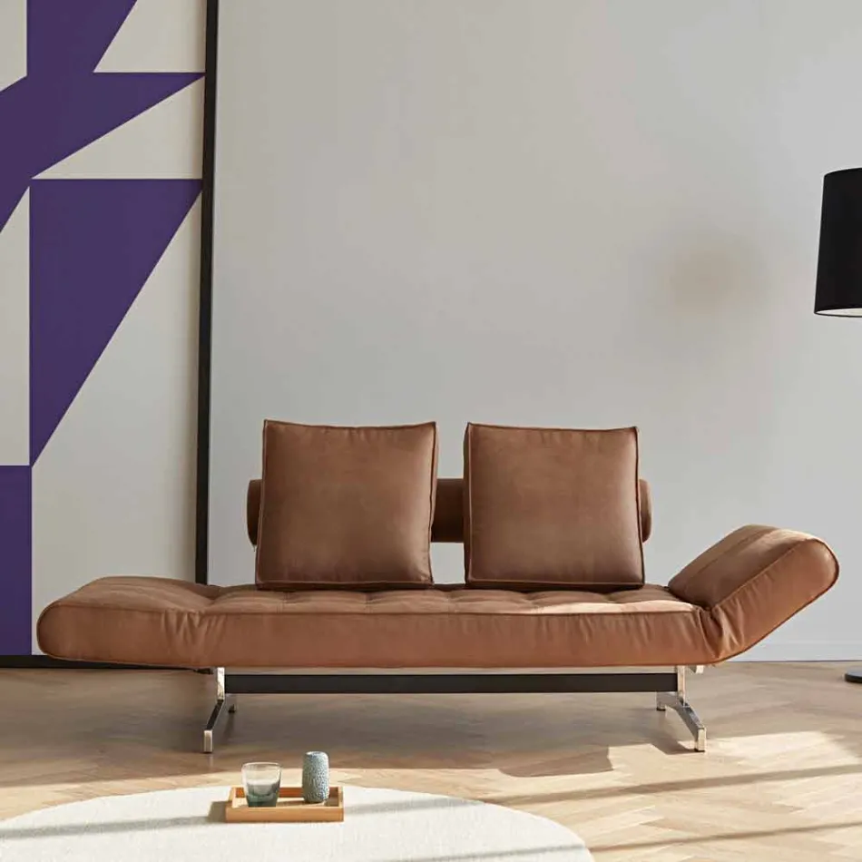 Ghia by Innovation moderne polstret sovesofa med kromben Viadurini