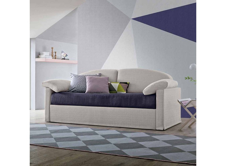 Moderne sovesofa betrukket med tofarvet stof Lavet i Italien - Kayla Viadurini