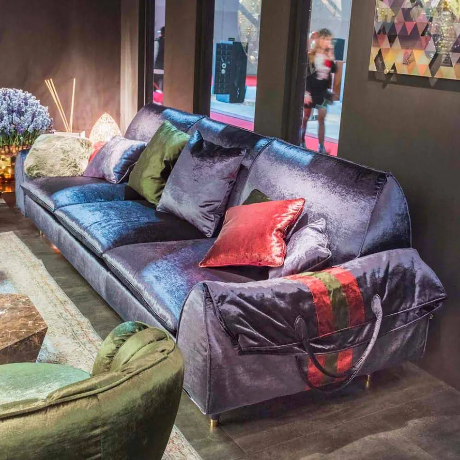 Sofa stof med lineære dørenes armlæn Axel objekter Viadurini