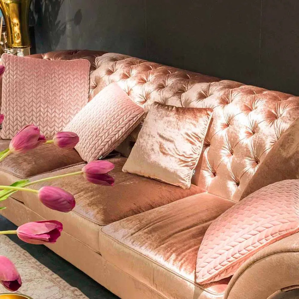 Lineær sofa i stof arbejdede quiltet klassiske Baloo Viadurini