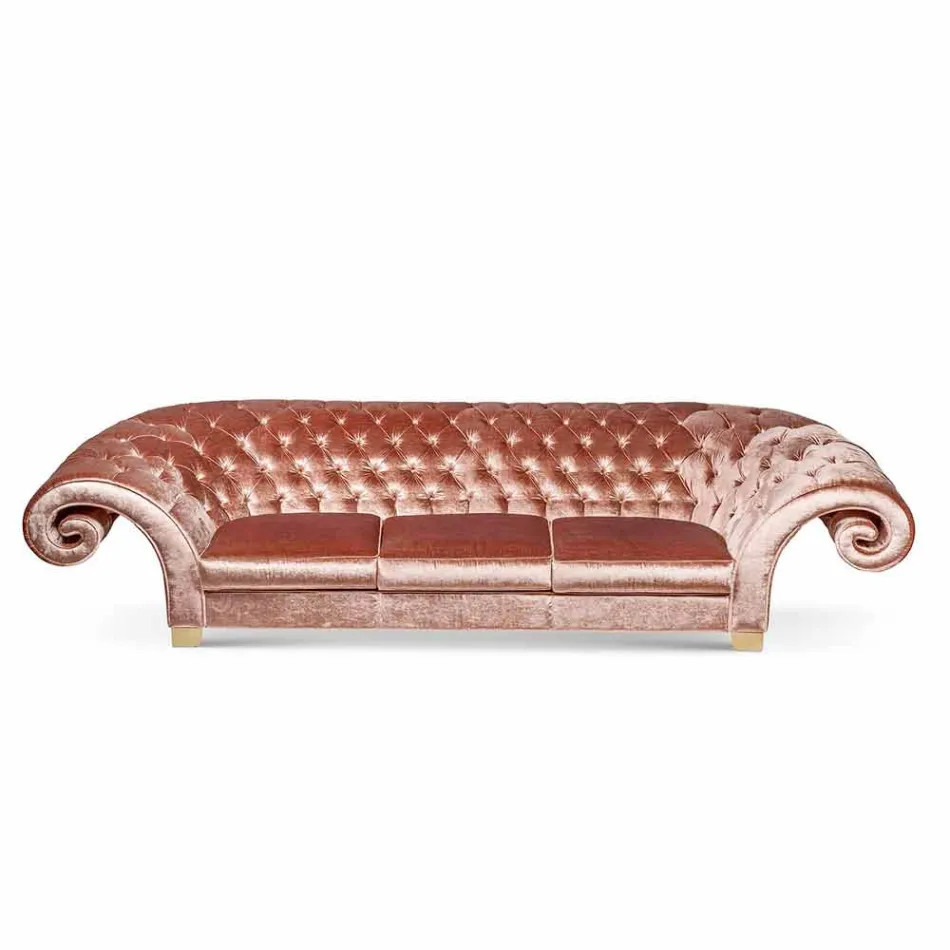 Lineær sofa i stof arbejdede quiltet klassiske Baloo Viadurini