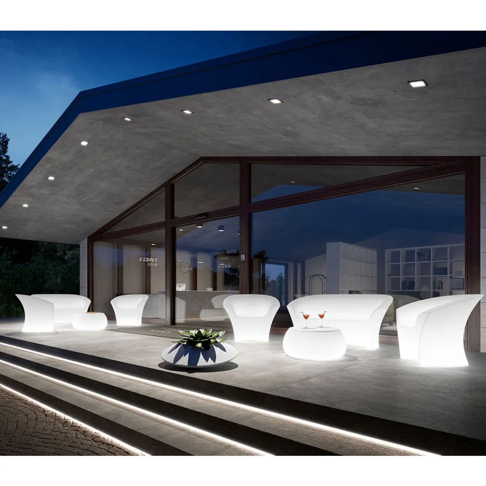 Outdoor Bright Sofa i polyethylen med LED-lys Made in Italy - Conda Viadurini