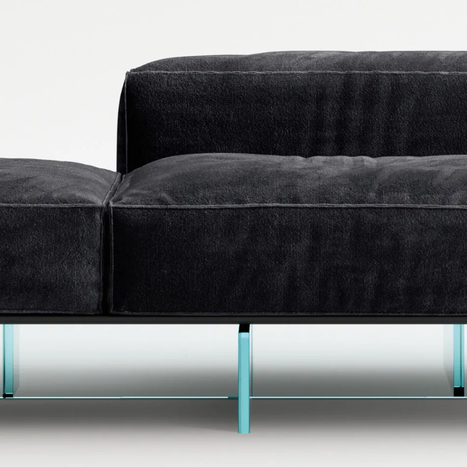 Saphir - Moderne modulær sofa med glasbase, fremstillet i Italien Viadurini