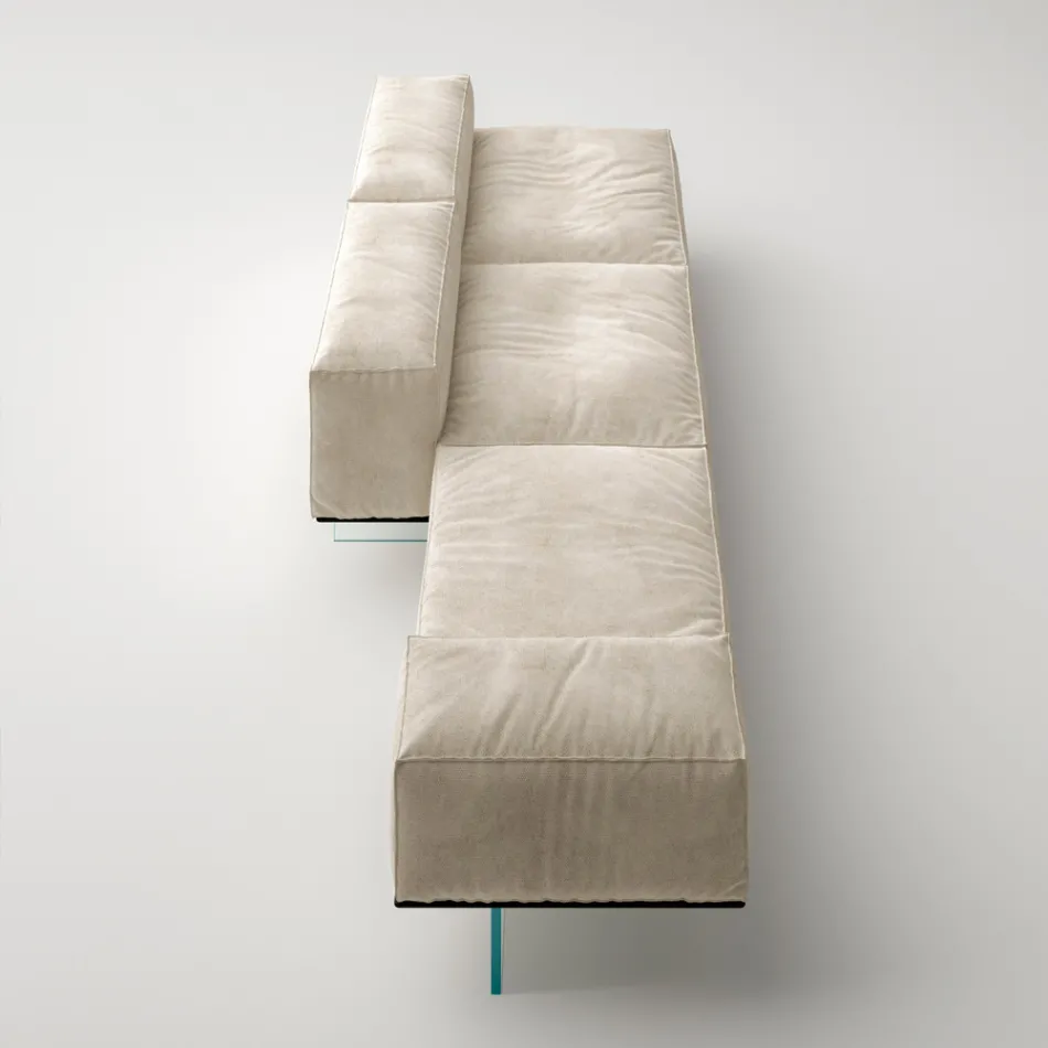 Saphir - Moderne modulær sofa med glasbase, fremstillet i Italien Viadurini