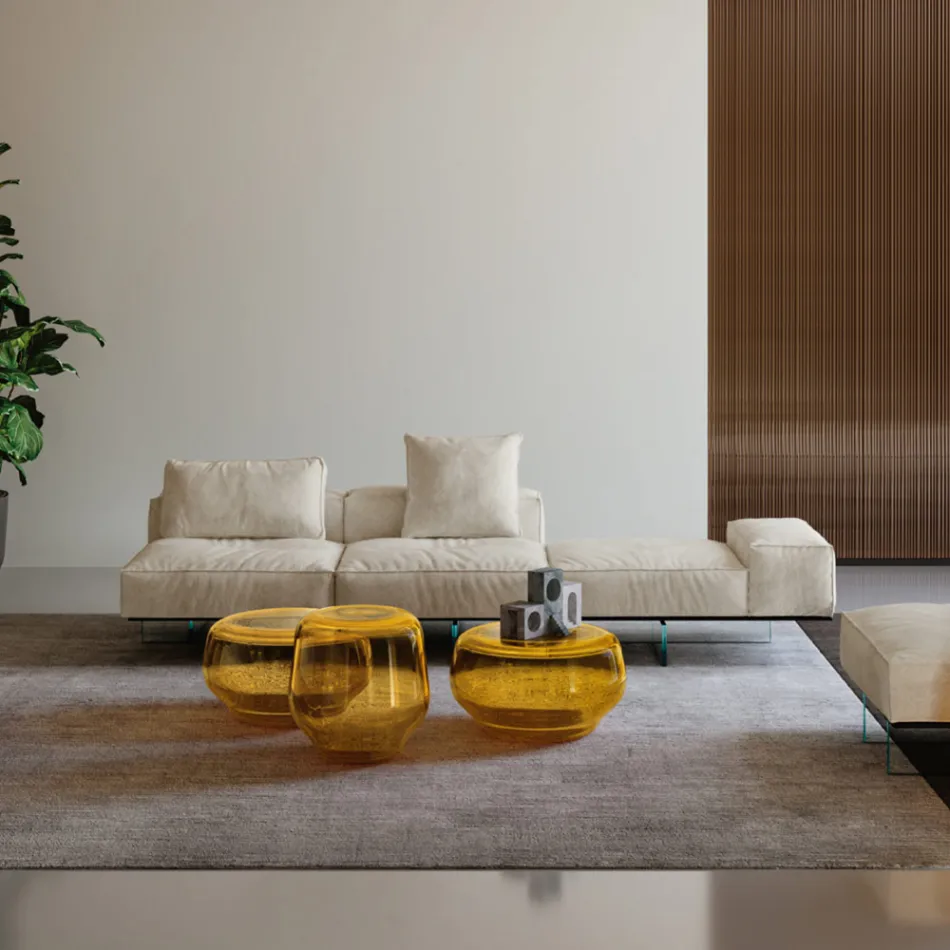 Saphir - Moderne modulær sofa med glasbase, fremstillet i Italien Viadurini