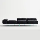 Saphir - Moderne modulær sofa med glasbase, fremstillet i Italien Viadurini