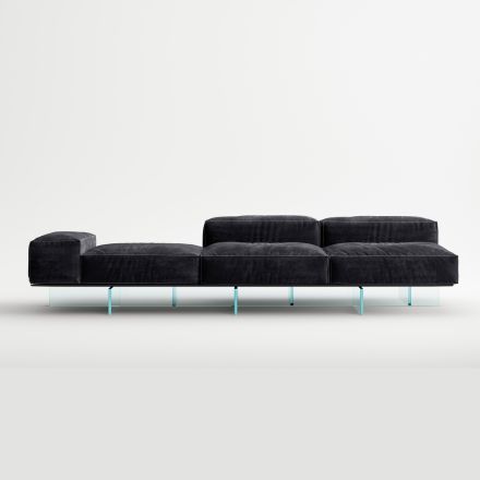 Saphir - Moderne modulær sofa med glasbase, fremstillet i Italien Viadurini