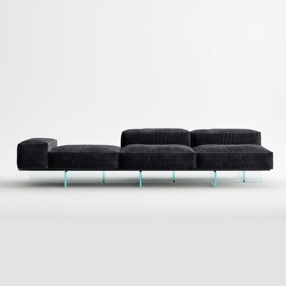 Saphir - Moderne modulær sofa med glasbase, fremstillet i Italien Viadurini