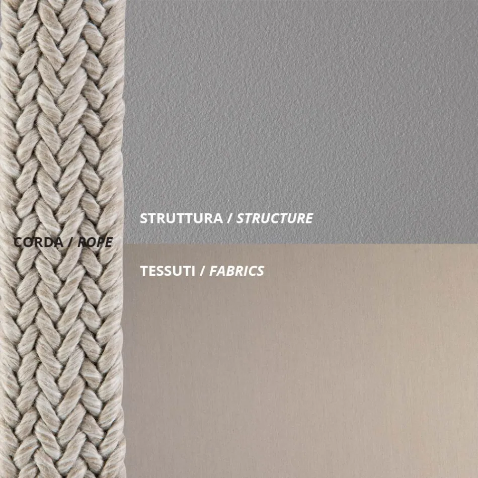 Udendørs sofa i stål og reb Forskellige størrelser med hynder lavet i Italien - Helga Viadurini