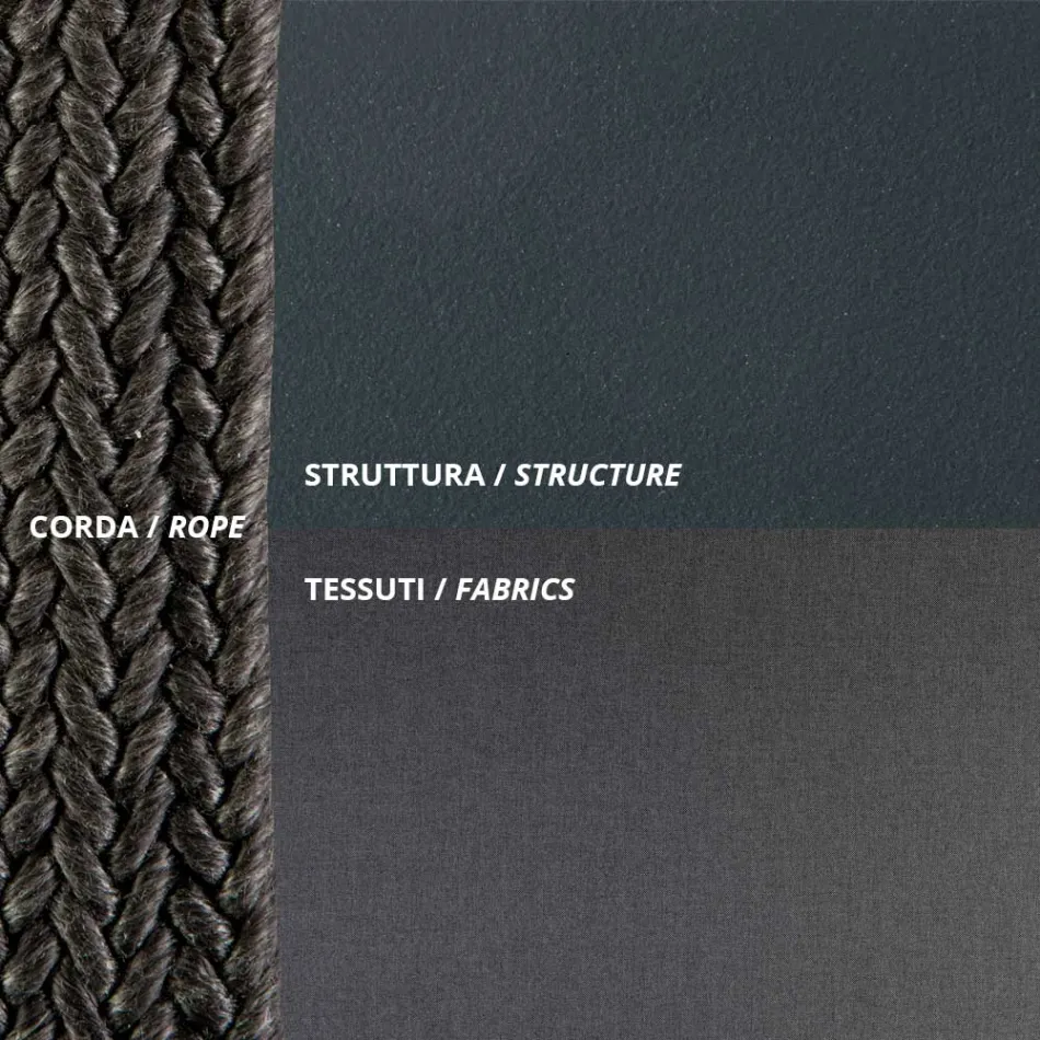 Udendørs sofa i stål og reb Forskellige størrelser med hynder lavet i Italien - Helga Viadurini