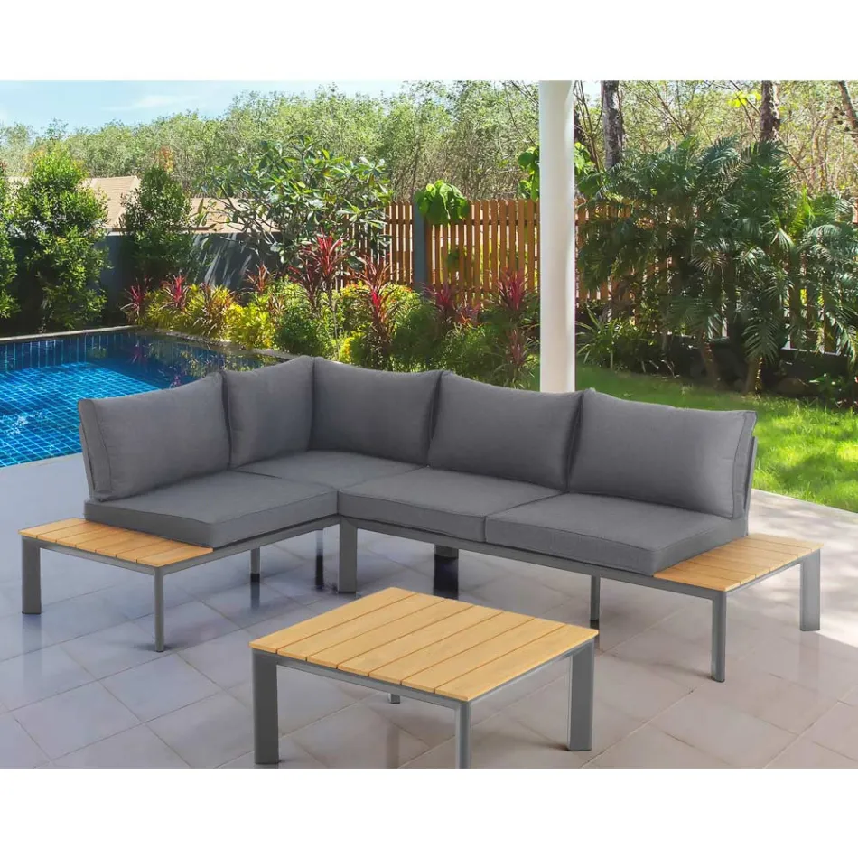 Sofa, der kan ombygges til chaiselong med justerbart ryglæn og sofabord - Finir Viadurini