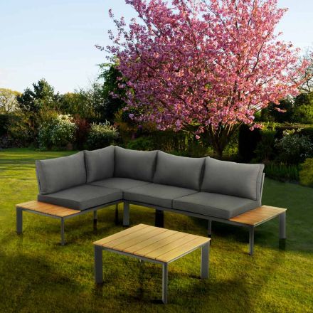 Sofa, der kan ombygges til chaiselong med justerbart ryglæn og sofabord - Finir Viadurini