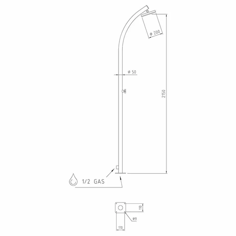 Udendørs brusebad med rustfri stål skruehan lavet i Italien - Yuki Viadurini