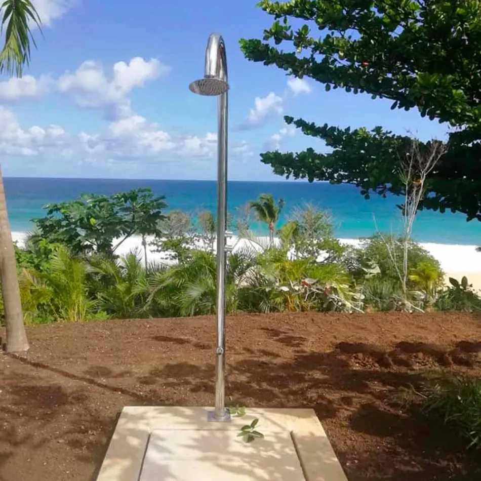 Forkromet rustfrit stål havebruser med fodvask fremstillet i Italien - Marlen Viadurini